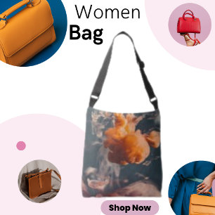 Orange Watercolor Smoke Flow Crossbody Bag