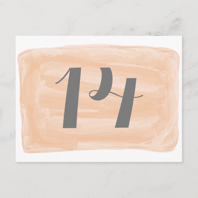 Orange Watercolor Table Number Postcard (Front)