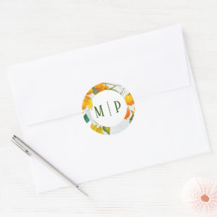 Orange watercolor theme Bright colours Classic Round Sticker