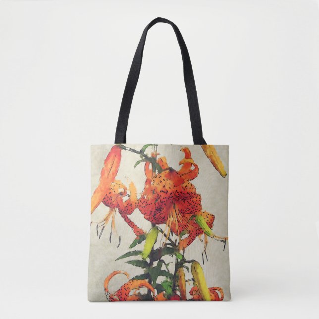 Orange Watercolor Tiger Lily 1 Tote Bag (Front)