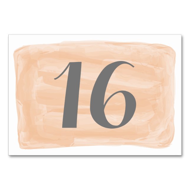 Orange Watercolor Wedding Table Card (Front)