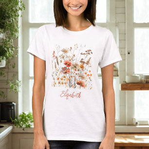 Orange Watercolor Wildflower T-Shirt