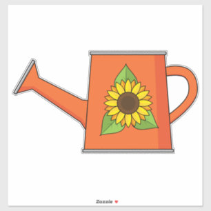 Orange Watering Can with Sunflower