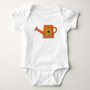 Orange Watering Can with Sunflower Baby Bodysuit