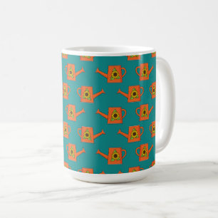 Orange Watering Can with Sunflower Coffee Mug
