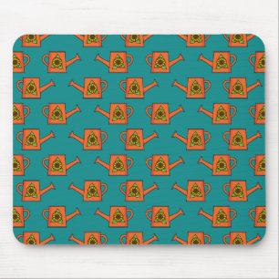 Orange Watering Can with Sunflower Mouse Pad