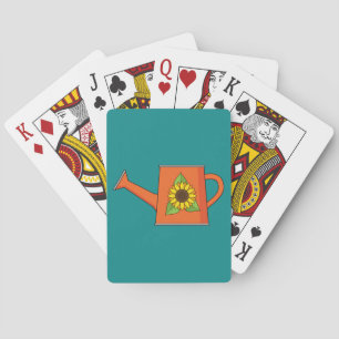 Orange Watering Can with Sunflower Playing Cards