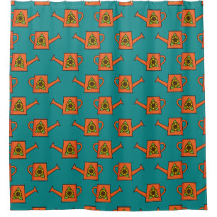 Orange Watering Can with Sunflower Shower Curtain