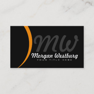 Orange Wave Professional Monogram Business Cards