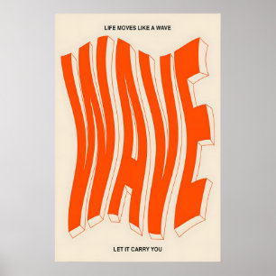 Orange Wave Typography Art Print Modern Kinetic