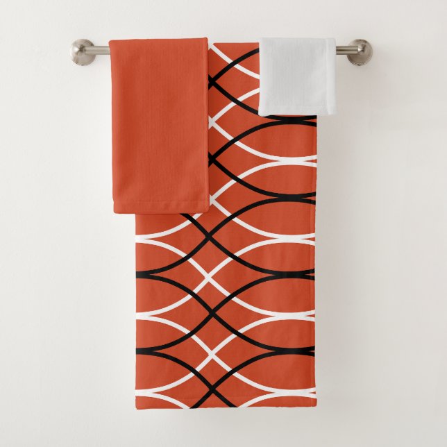 Orange Waves  Bath Towel Set (Insitu)