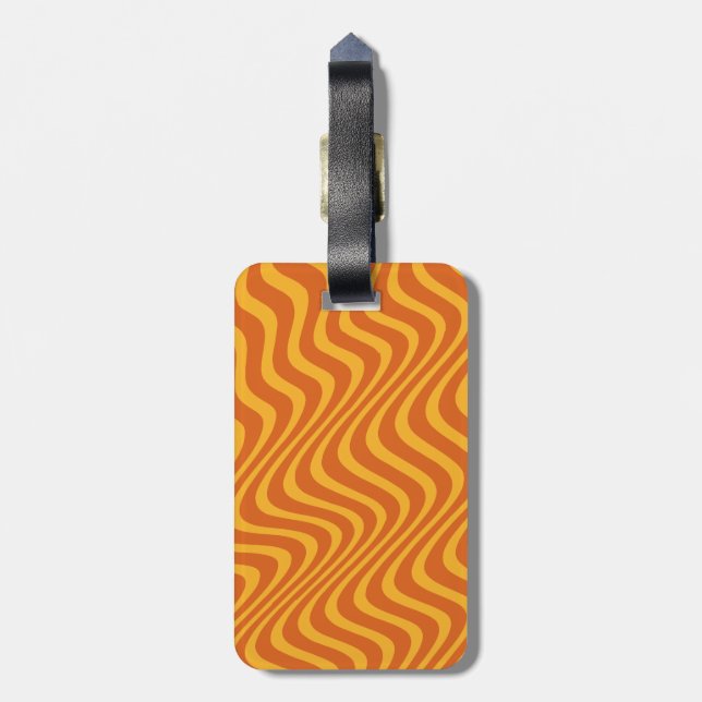 orange waves luggage tag (Back Vertical)