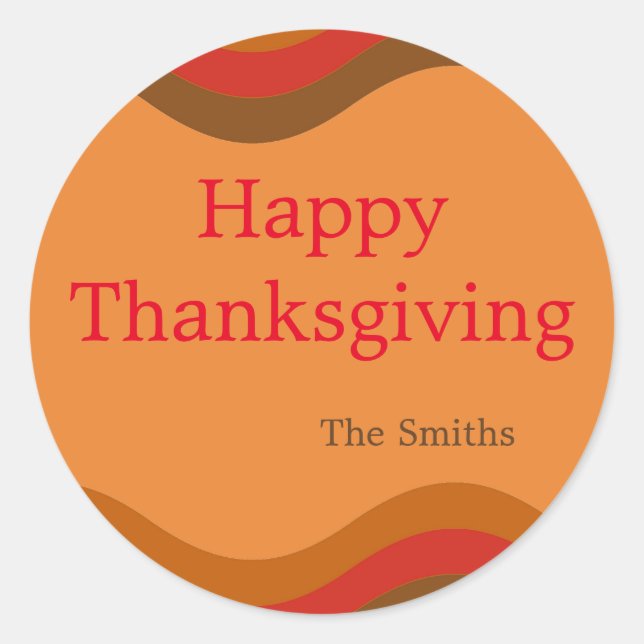 Orange Waves of Fall Colours Custom Round Sticker (Front)
