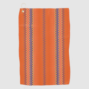 Orange Wavy Pattern Golf Towel