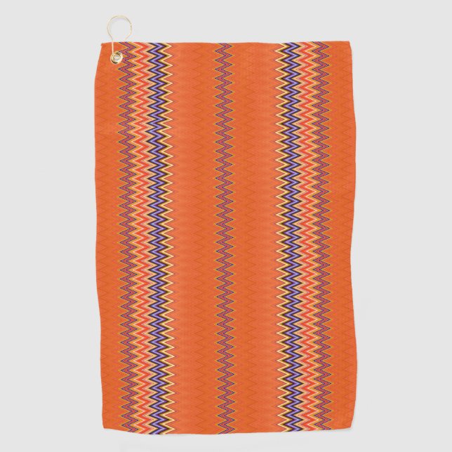 Orange Wavy Pattern Golf Towel (Front)