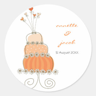 Orange Wedding Cake Thank You Gift Label Sticker