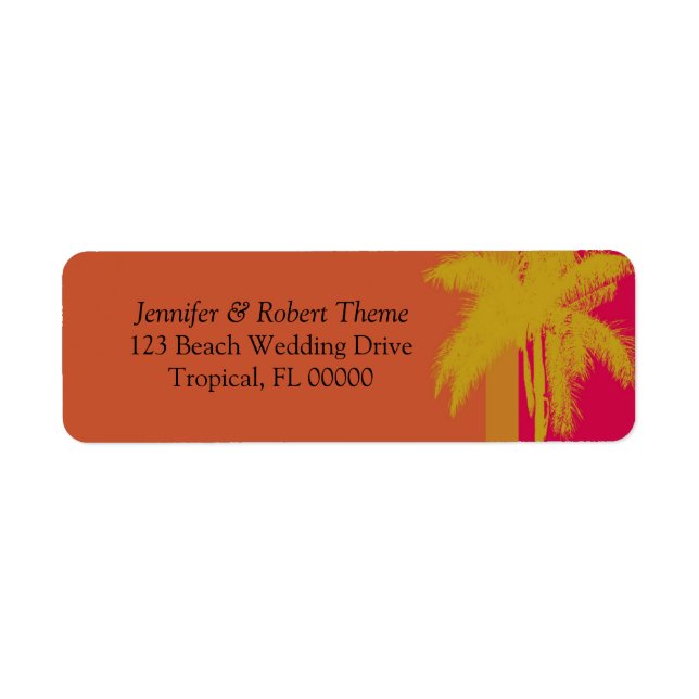 Orange Wedding Colours Palm Tree Labels (Front)