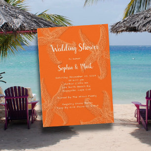 Orange Wedding Shower Sea Stars Invitation