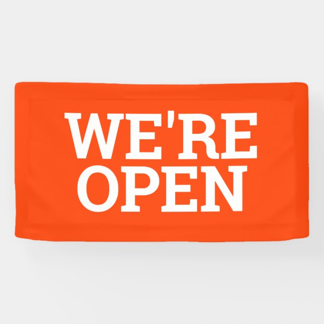 Orange we're open template business banner sign (Horizontal)