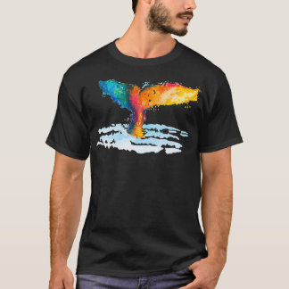 Orange Whale Watercolor Illustration T-Shirt