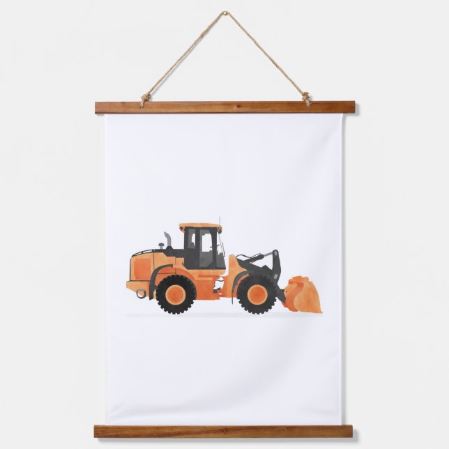 Orange Wheel Loader Construction Vehicle Decor Hanging Tapestry (Front)