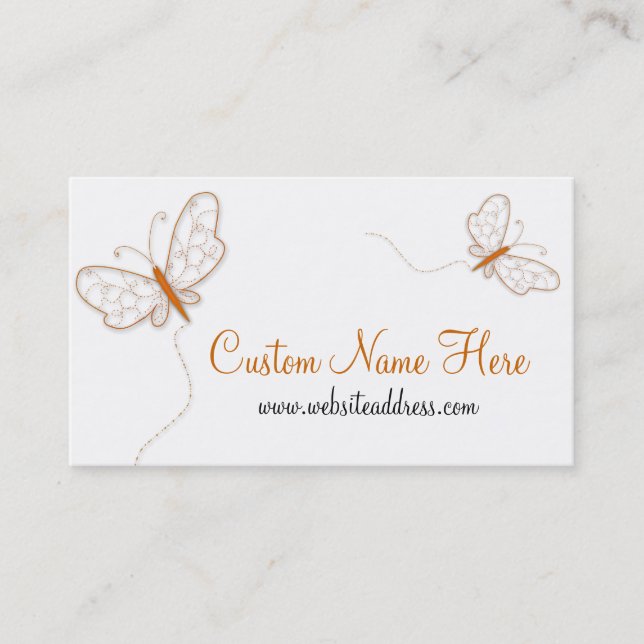 Orange Whimiscal Butterflies Business Card (Front)