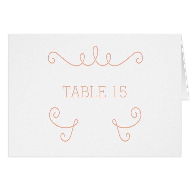 Orange Whimsical Flourish Table Number Card (Front Horizontal)