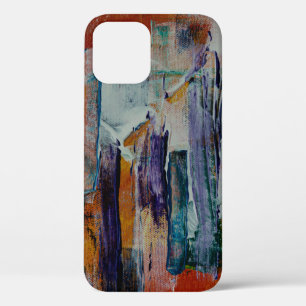 Orange white and black abstract painting iPhone 12 case