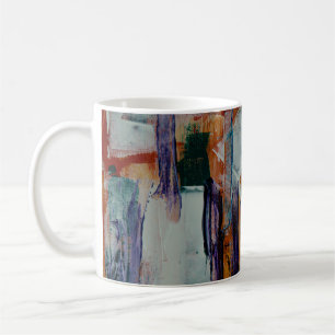 Orange white and black abstract painting coffee mug