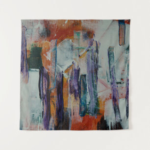 Orange white and black abstract painting tapestry