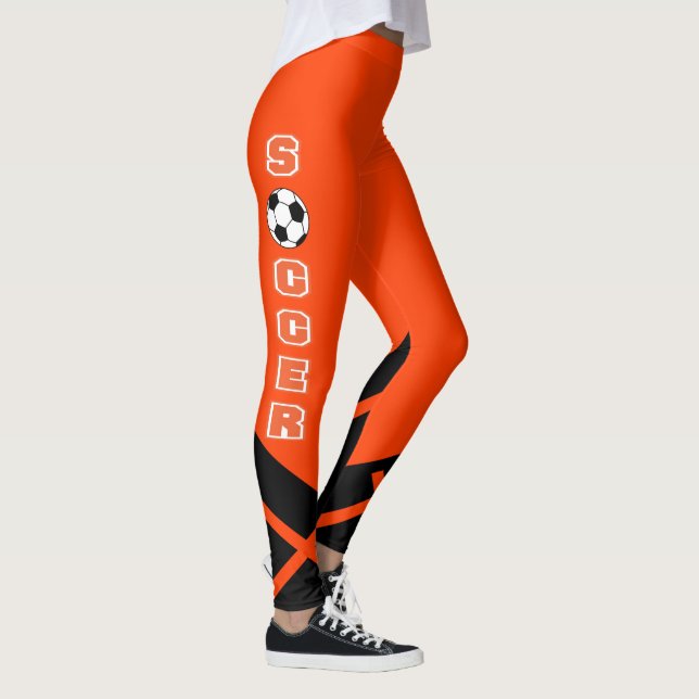 Orange, White and Black Soccer Player Leggings (Right)