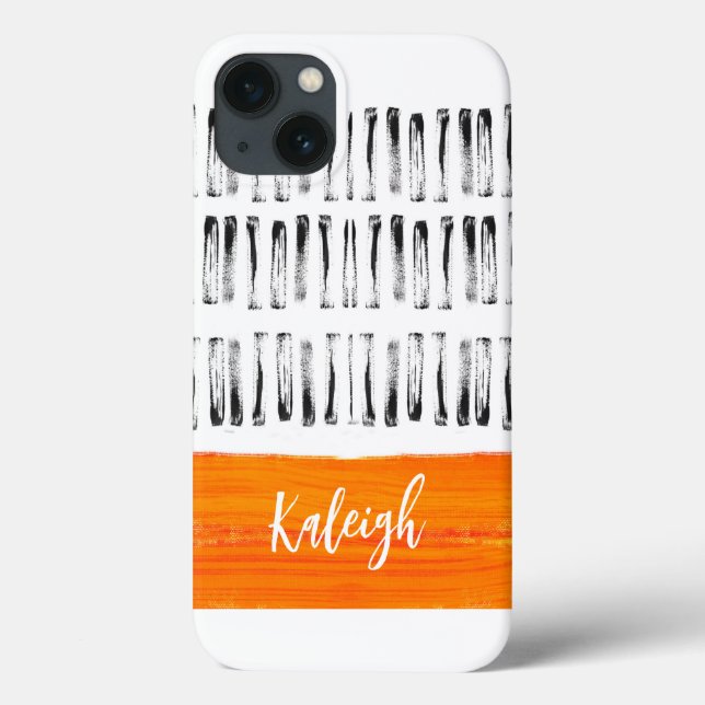 orange  white and grey add your text pattern art  Case-Mate iPhone case (Back)