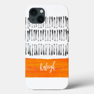 orange white and grey add your text pattern art iPhone 13 case