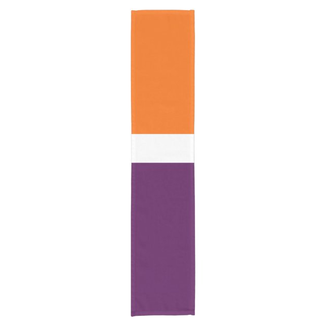 Orange White and Purple Plain Colour Block Design  Short Table Runner (Front)