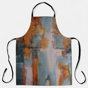 Orange, white, and teal abstract painting apron