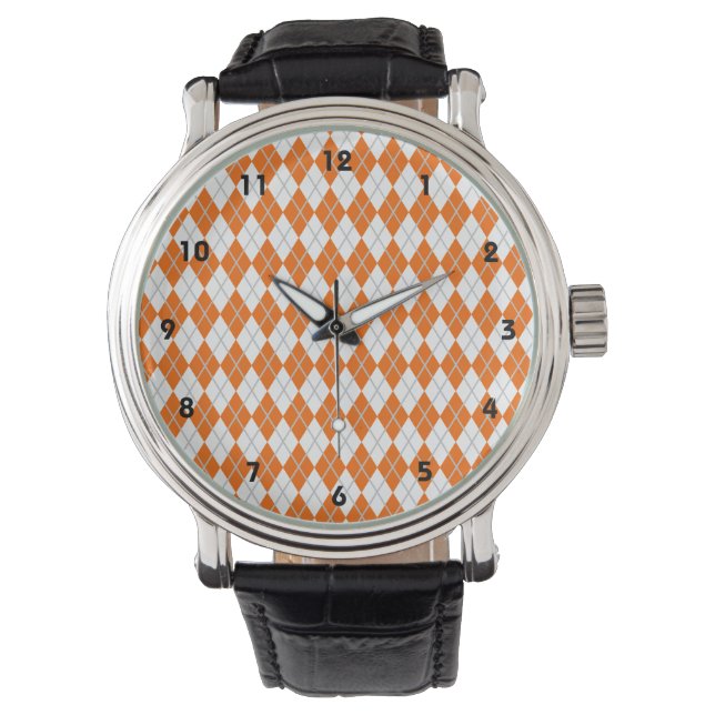 Orange & White Argyle Watch (Front)