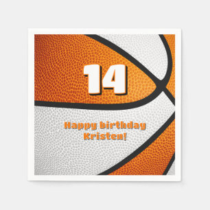 orange white basketball girls sports celebration napkin