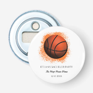 Orange white basketball player bachelor / birthday bottle opener