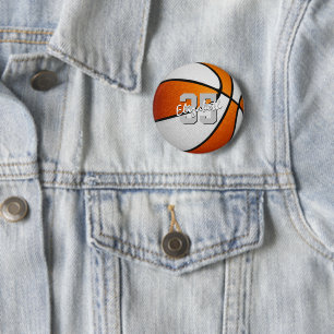 orange white basketball team spirit gifts 6 cm round badge