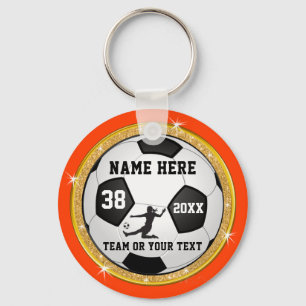 Orange, White, Black and Gold Girls Soccer Goodies Key Ring