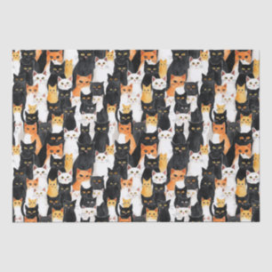 Orange White Black Cats Birthday Tissue Paper