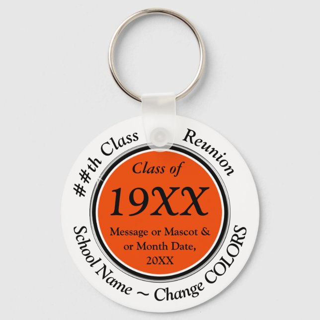Orange White Black, Class Reunion Souvenirs, Key Ring (Front)
