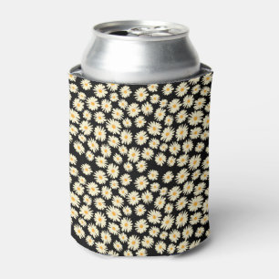 Orange white black daisy flower pattern can cooler
