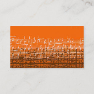 Orange white black music note art business cards