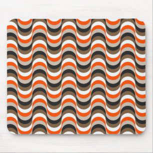 Orange, White, Brown Retro Fifties Abstract Art Mouse Pad