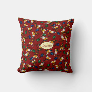 Orange white Butterflies, Emerald, Sapphire Cushion