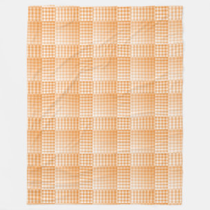 Orange White Checker Abstract Pattern Fleece Blanket