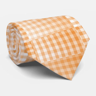 Orange White Checker Abstract Pattern Tie