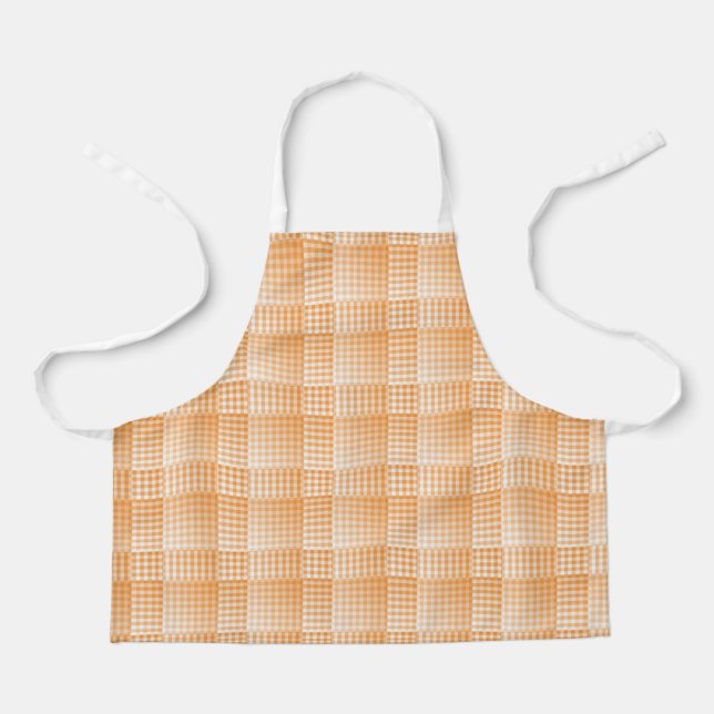 Orange White Chequered Abstract Pattern Apron (Front)