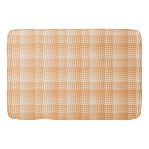 Orange White Chequered Abstract Pattern Bath Mat